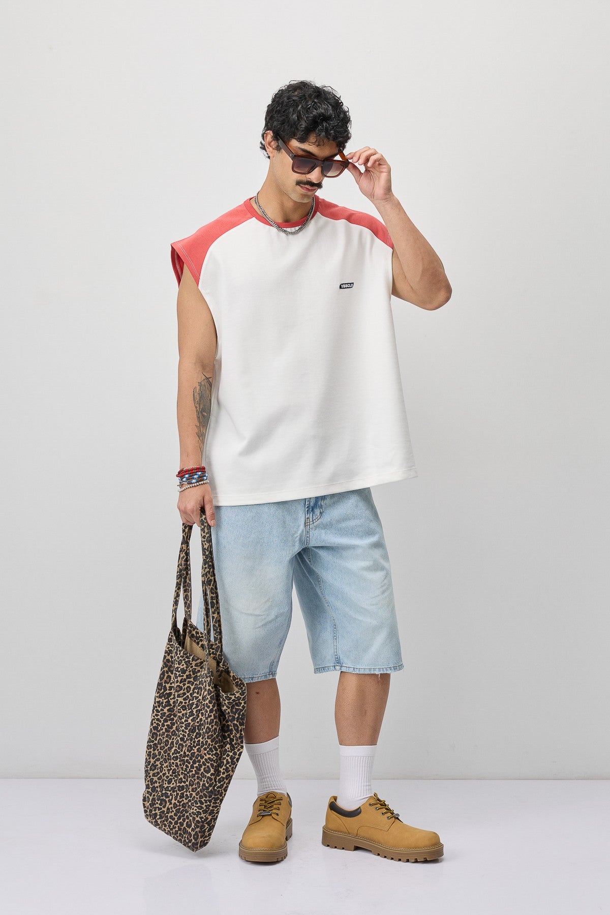 Oversized Sleeveless T-Shirt with Back Print
