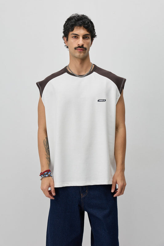 Oversized Sleeveless T-Shirt with Back Print