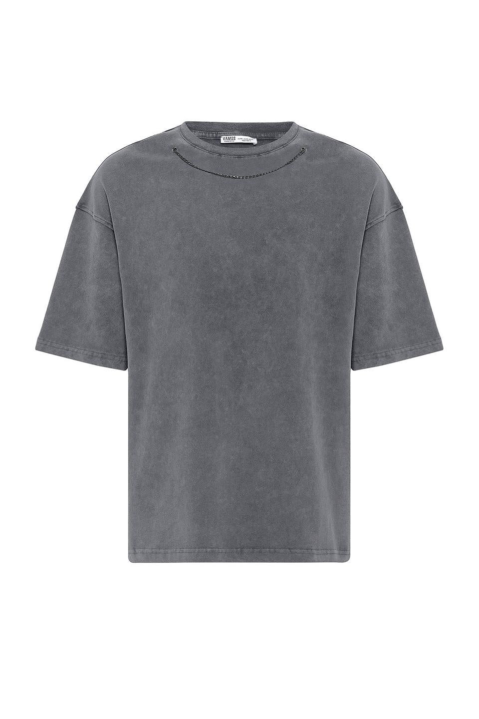 Oversized T-Shirt with Washed Chain Detail