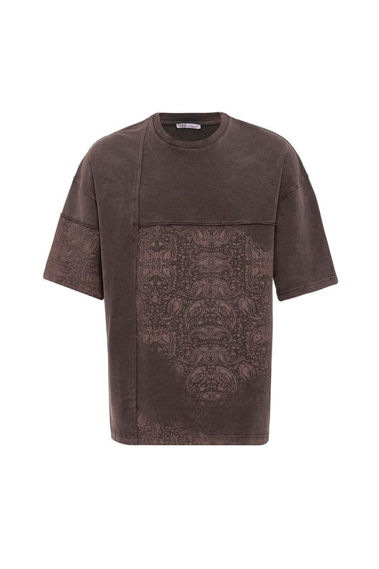 Oversized T-Shirt with Bike Neckline and Washable Collar