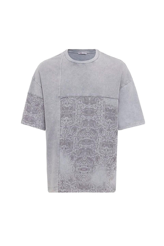 Oversized T-Shirt with Bike Neckline and Washable Collar
