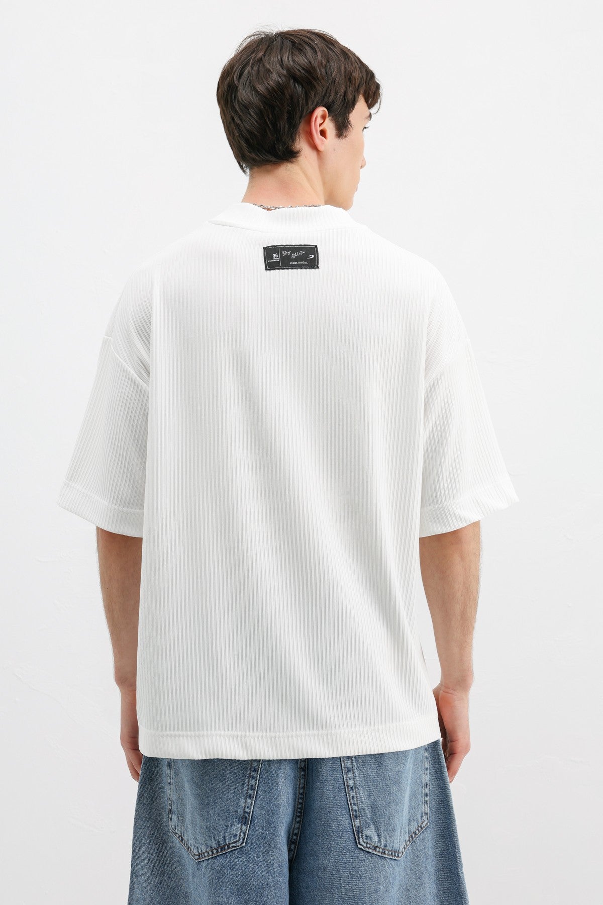 Printed Oversized T-Shirt with Ribbed Hem