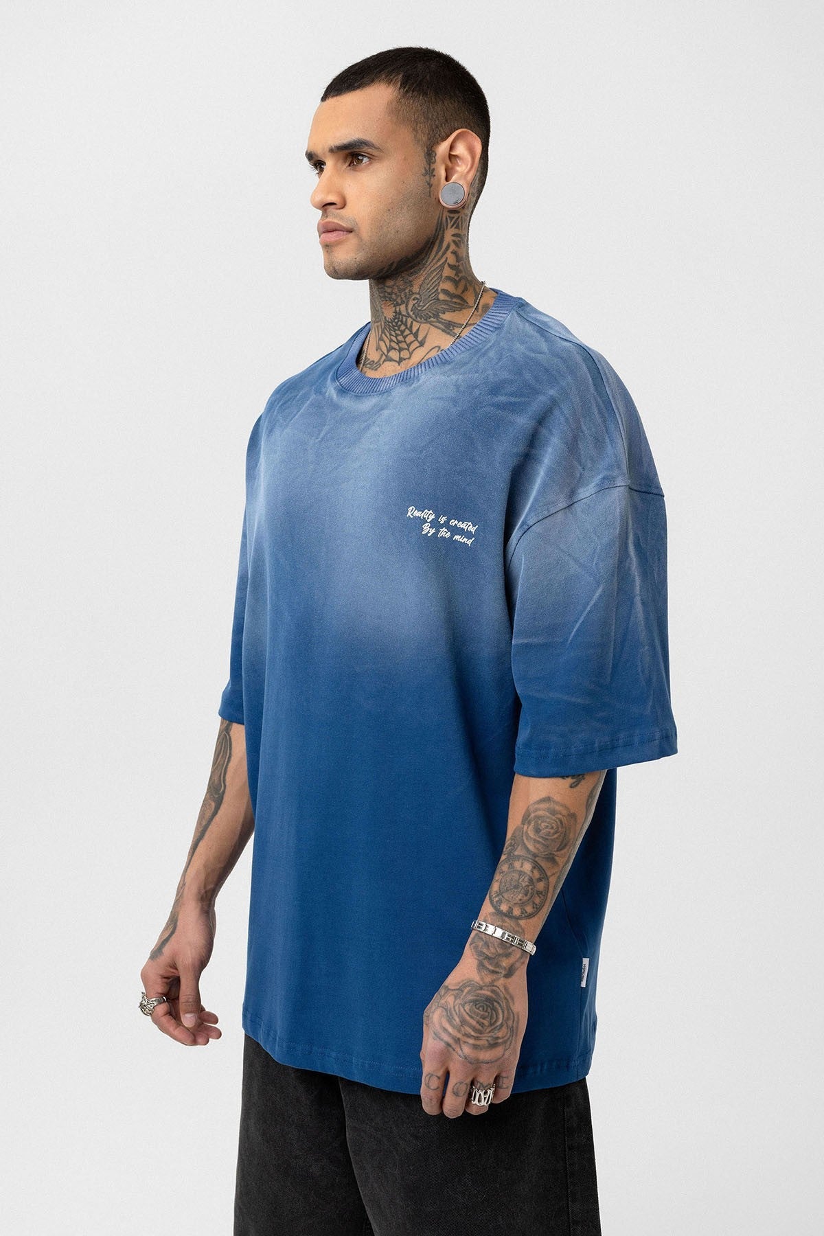Oversized T-Shirt with Washed-Out Print and Detailed Design
