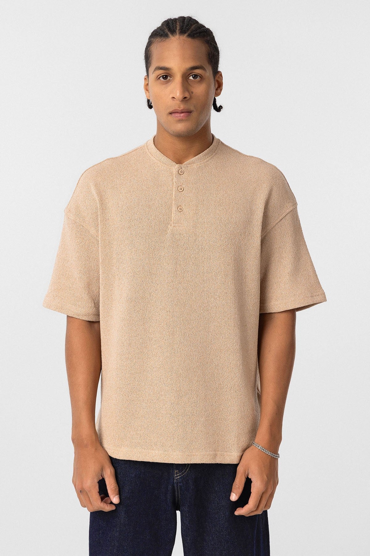 Basic Oversized Button-Down T-Shirt