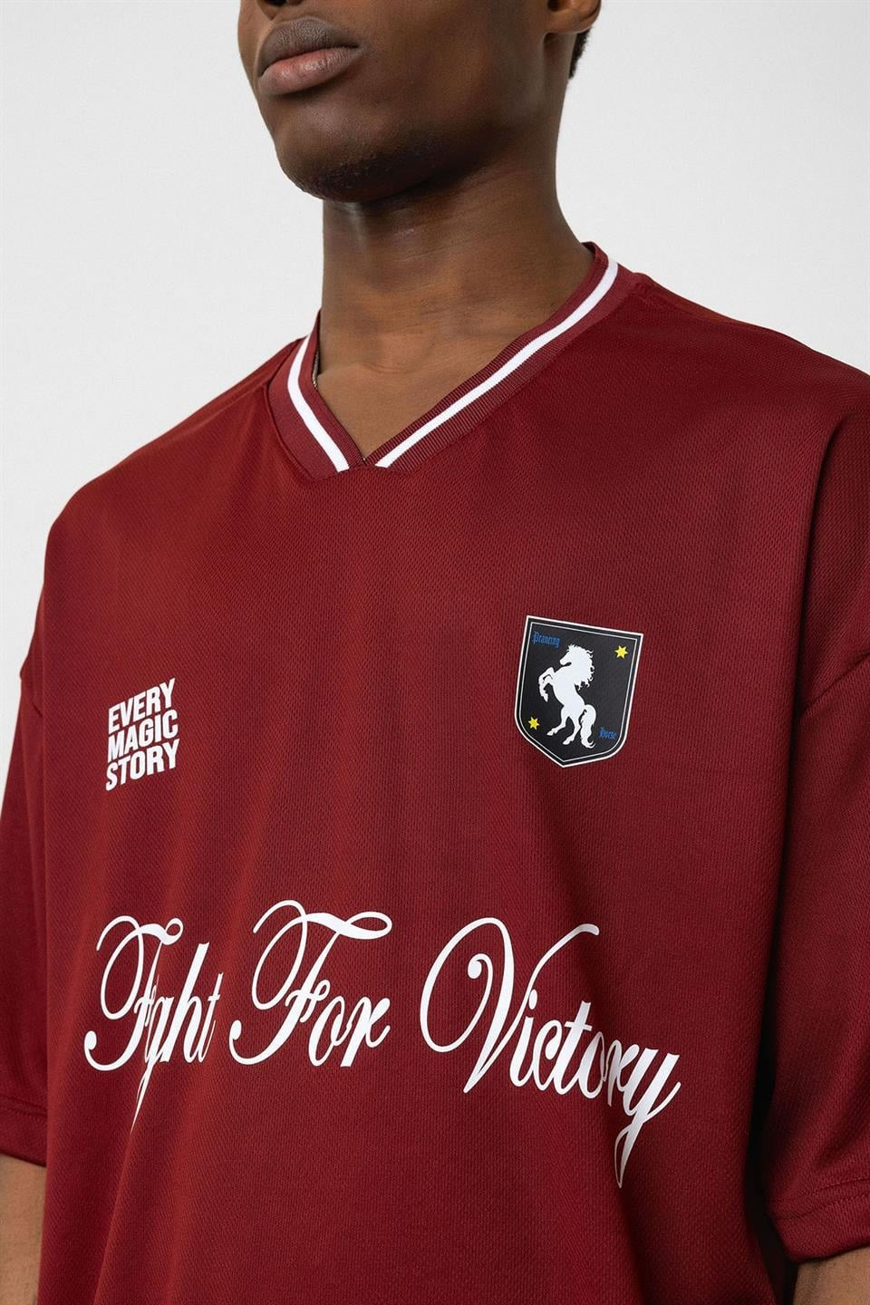 Printed Oversized Jersey T-Shirt, Burgundy