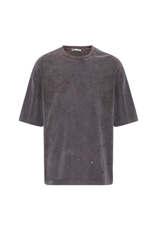 Oversized T-Shirt with Metal Accents and a Washed Look