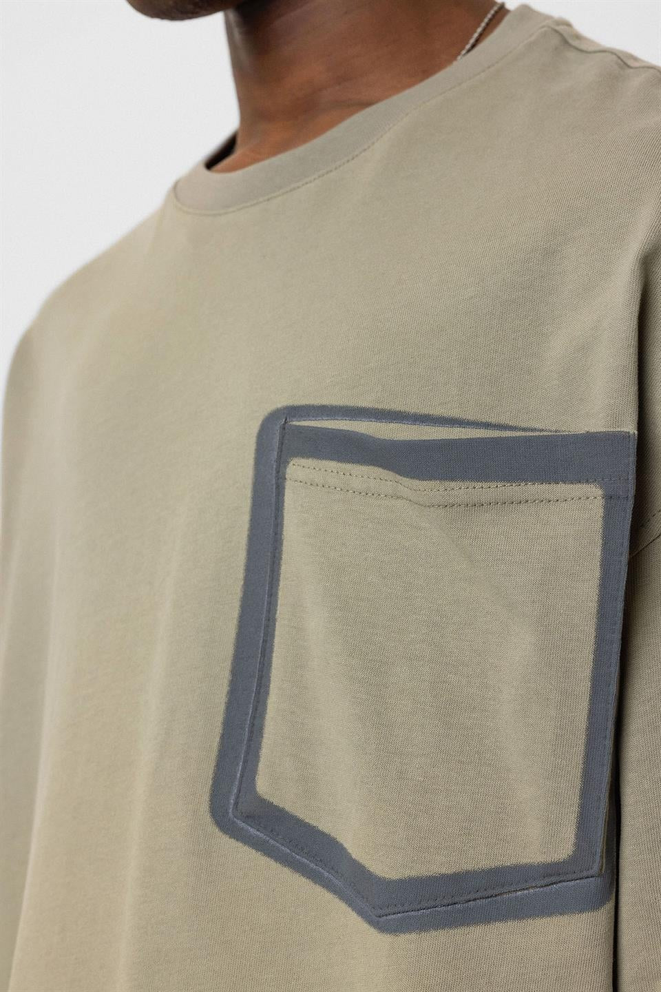 Oversized T-Shirt with Bike-Neck Pocket