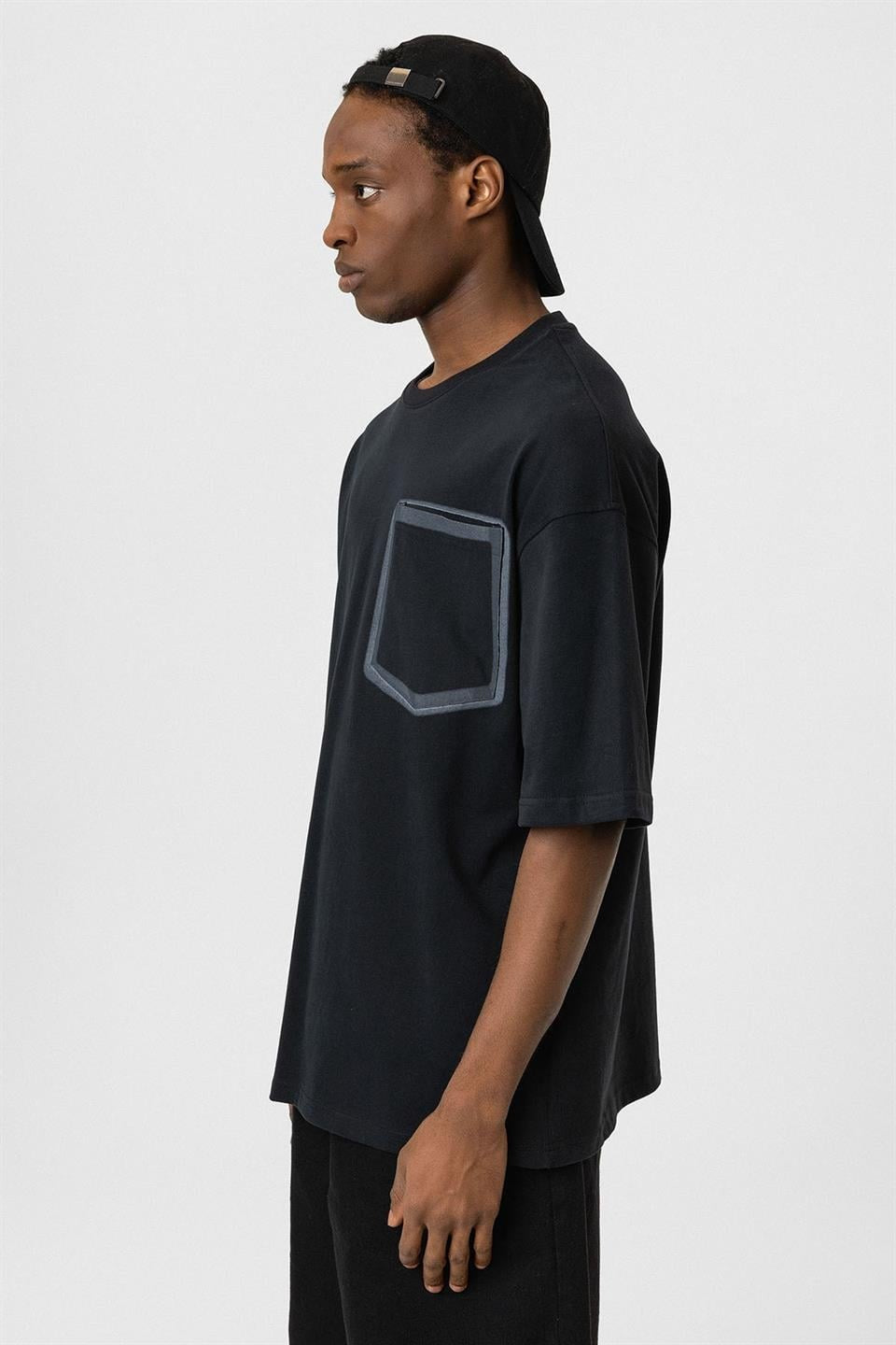 Oversized T-Shirt with Bike-Neck Pocket