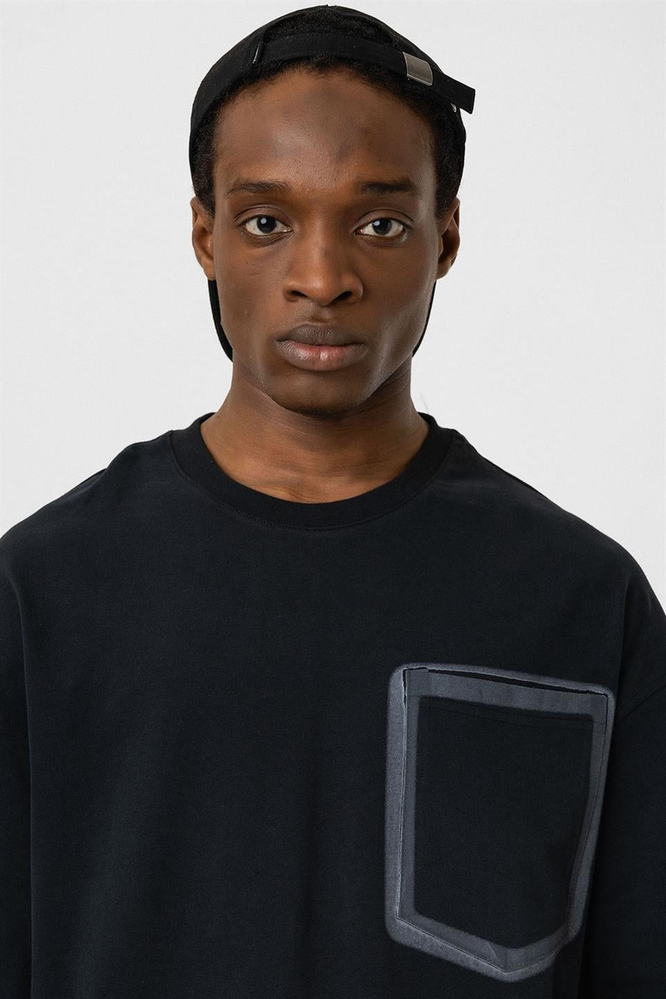 Oversized T-Shirt with Bike-Neck Pocket