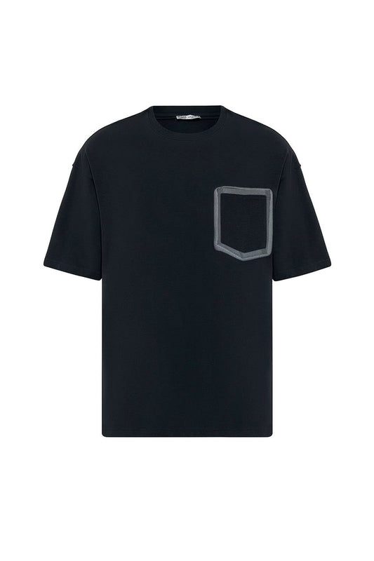 Oversized T-Shirt with Bike-Neck Pocket