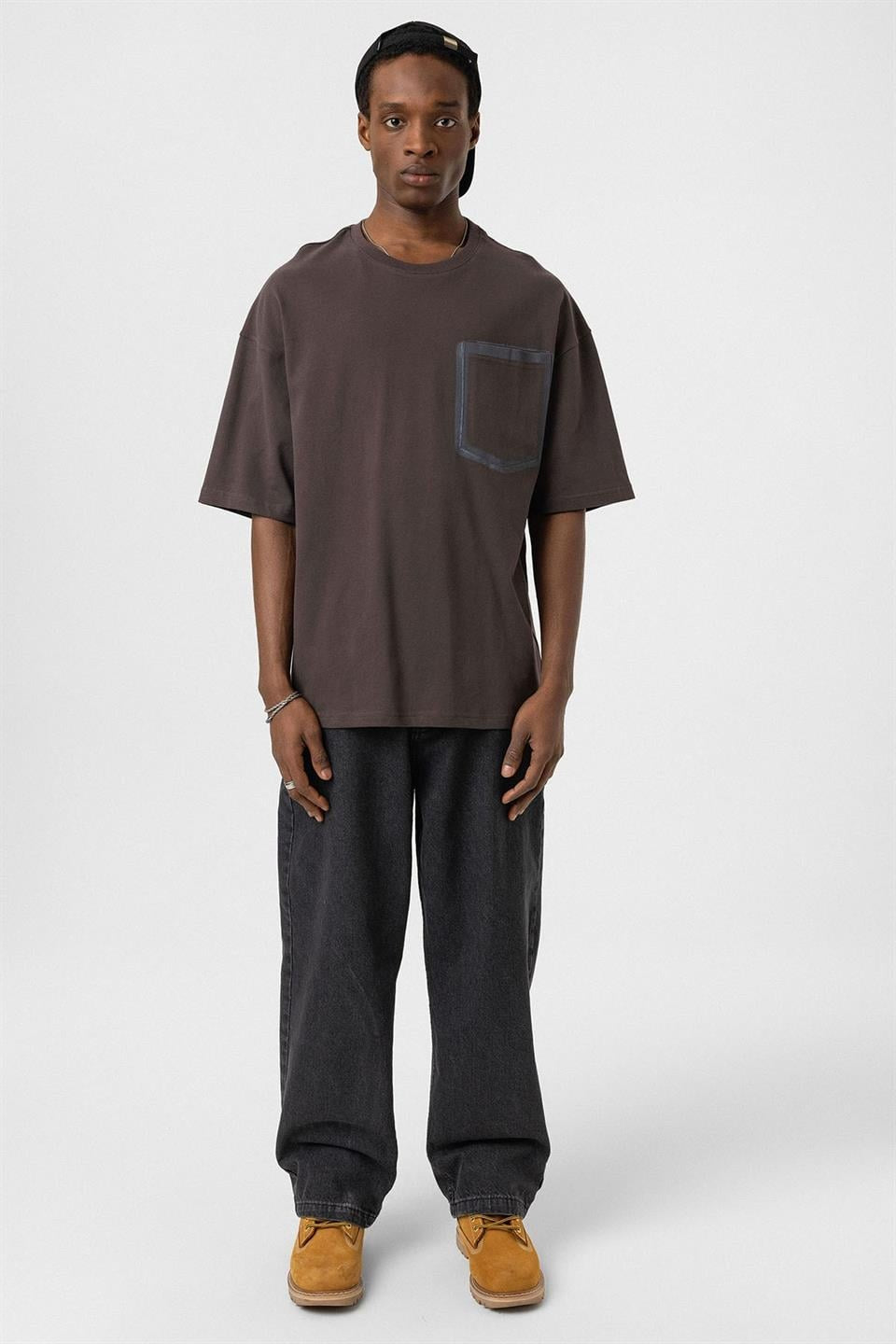 Oversized T-Shirt with Bike-Neck Pocket