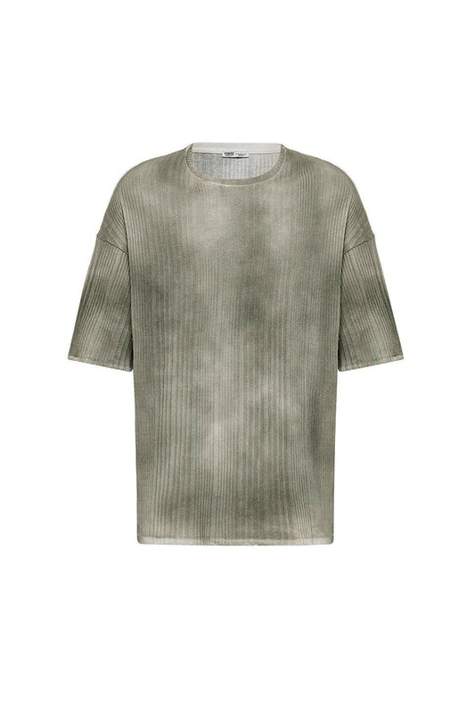Oversized Washed Knit T-Shirt, Khaki