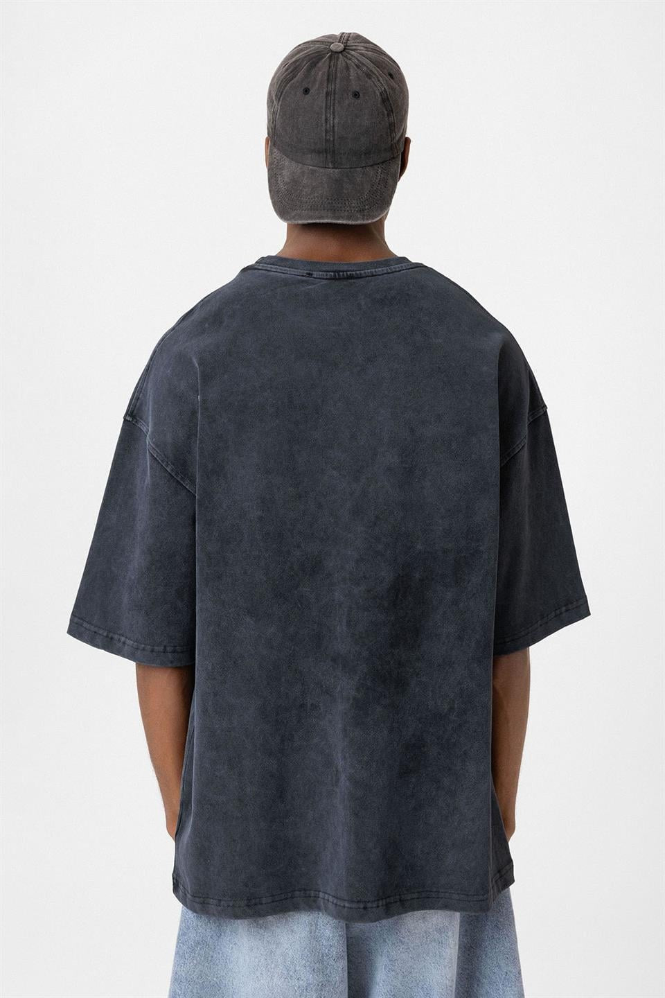 Oversized T-Shirt with Washed Button Details