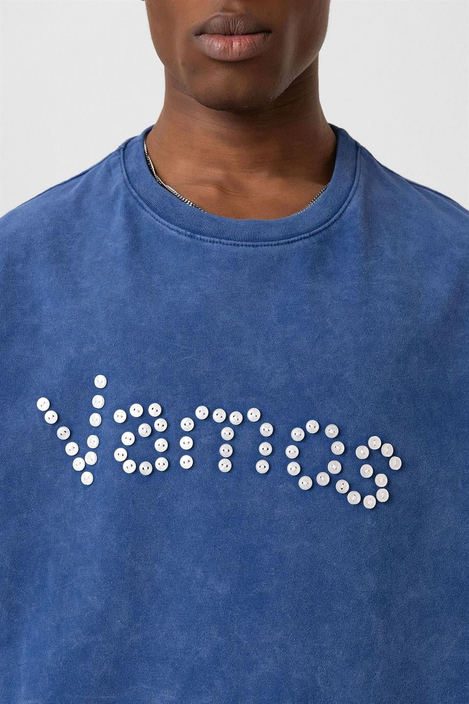 Oversized T-Shirt with Washed Button Details