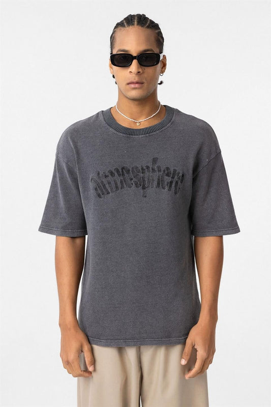 Oversized Printed Knit T-Shirt (Machine Washable)