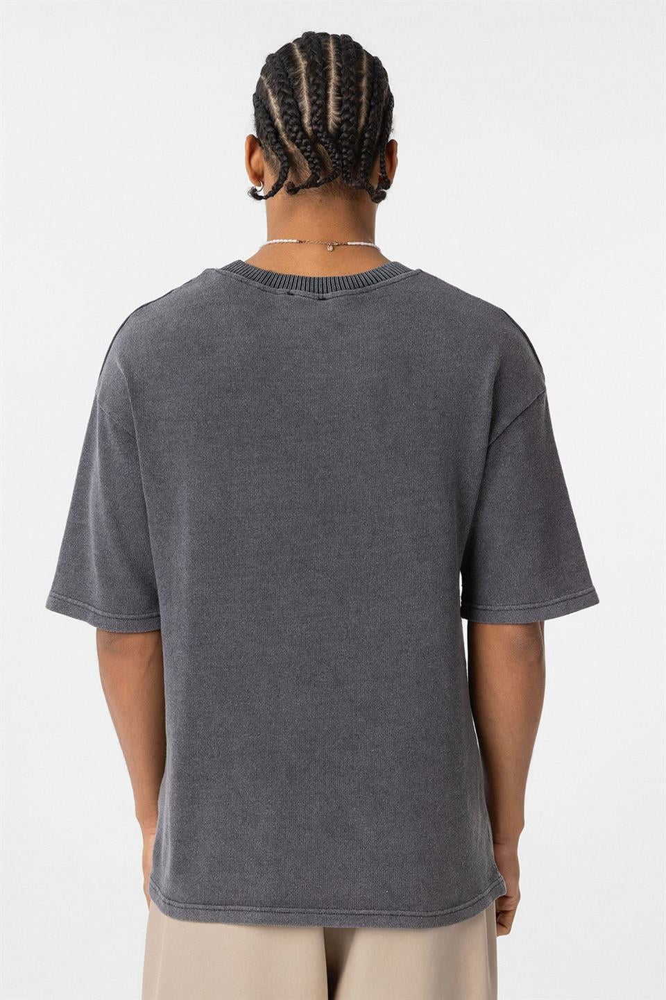 Oversized Printed Knit T-Shirt (Machine Washable)