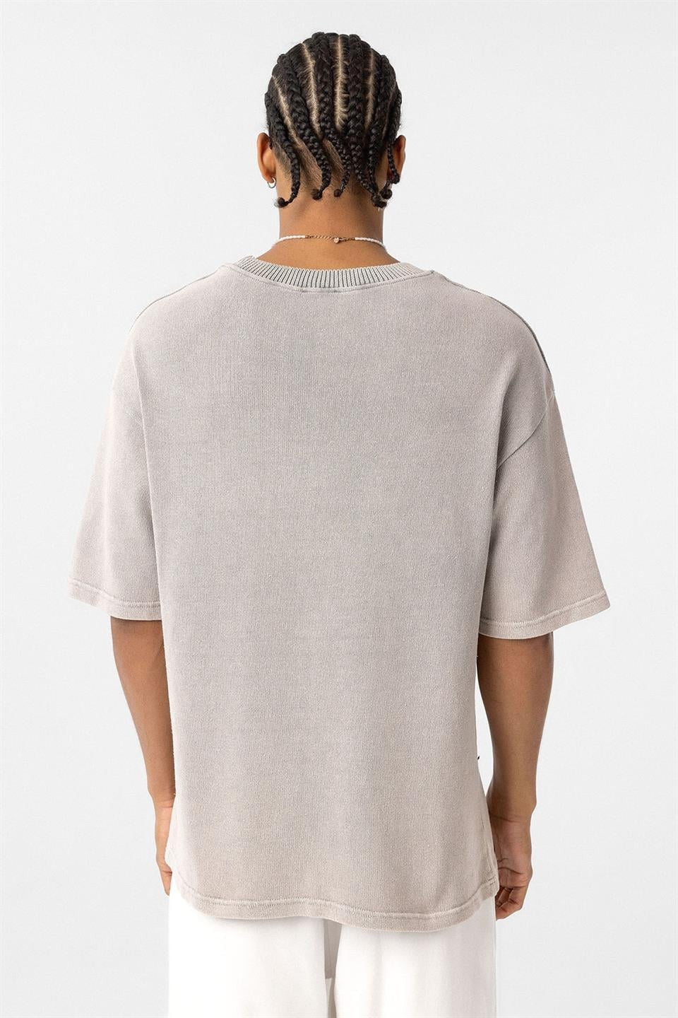 Oversized Printed Knit T-Shirt (Machine Washable)