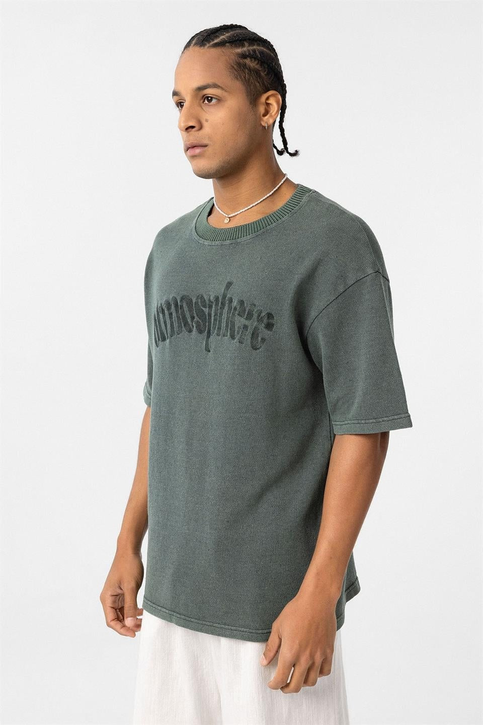 Oversized Printed Knit T-Shirt (Machine Washable)