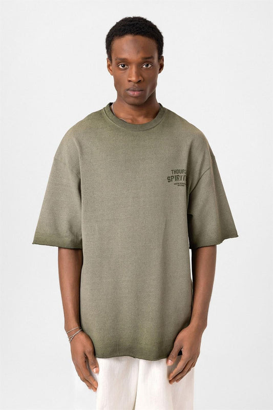 Oversized Washed Printed Knit T-Shirt