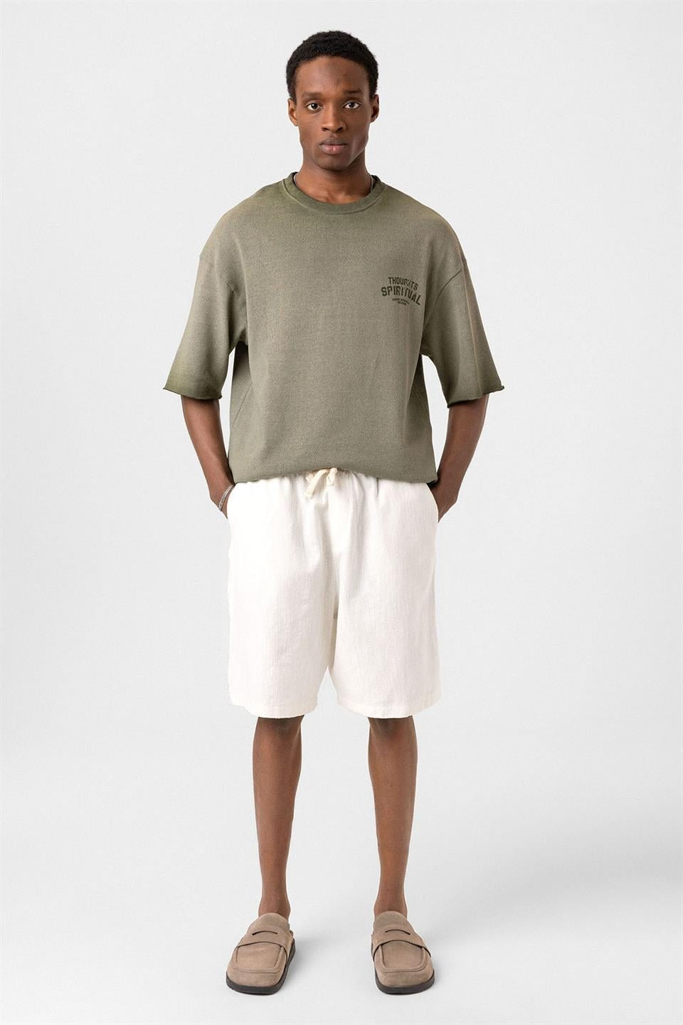 Oversized Washed Printed Knit T-Shirt