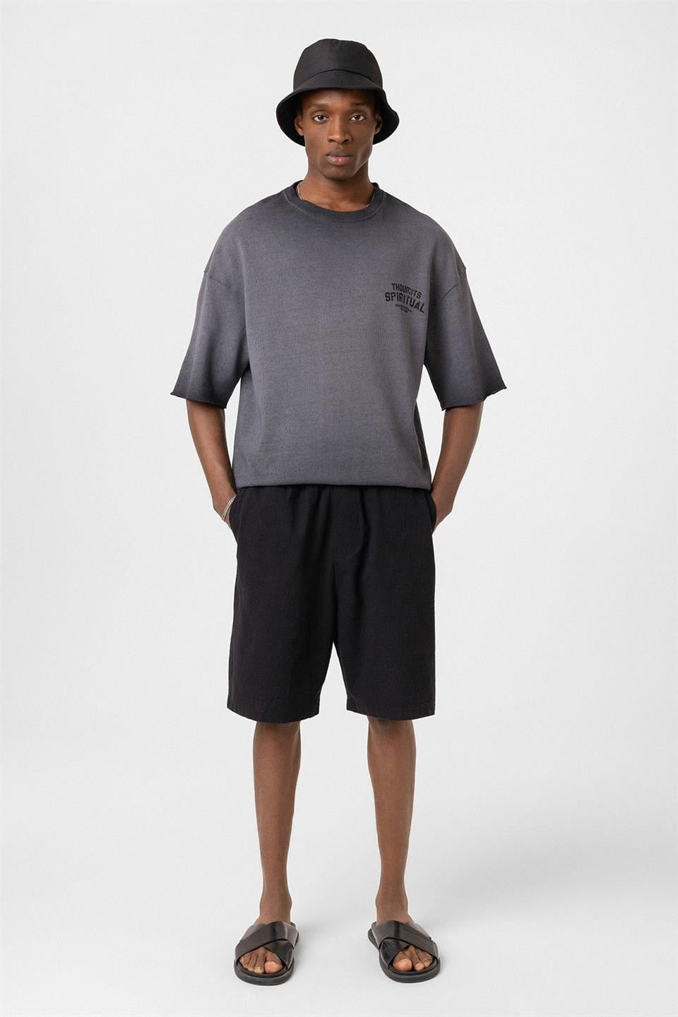 Oversized Washed Printed Knit T-Shirt