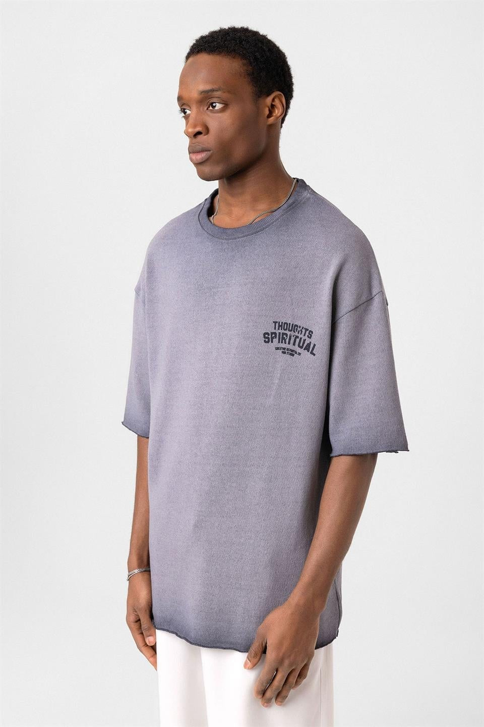 Oversized Washed Printed Knit T-Shirt