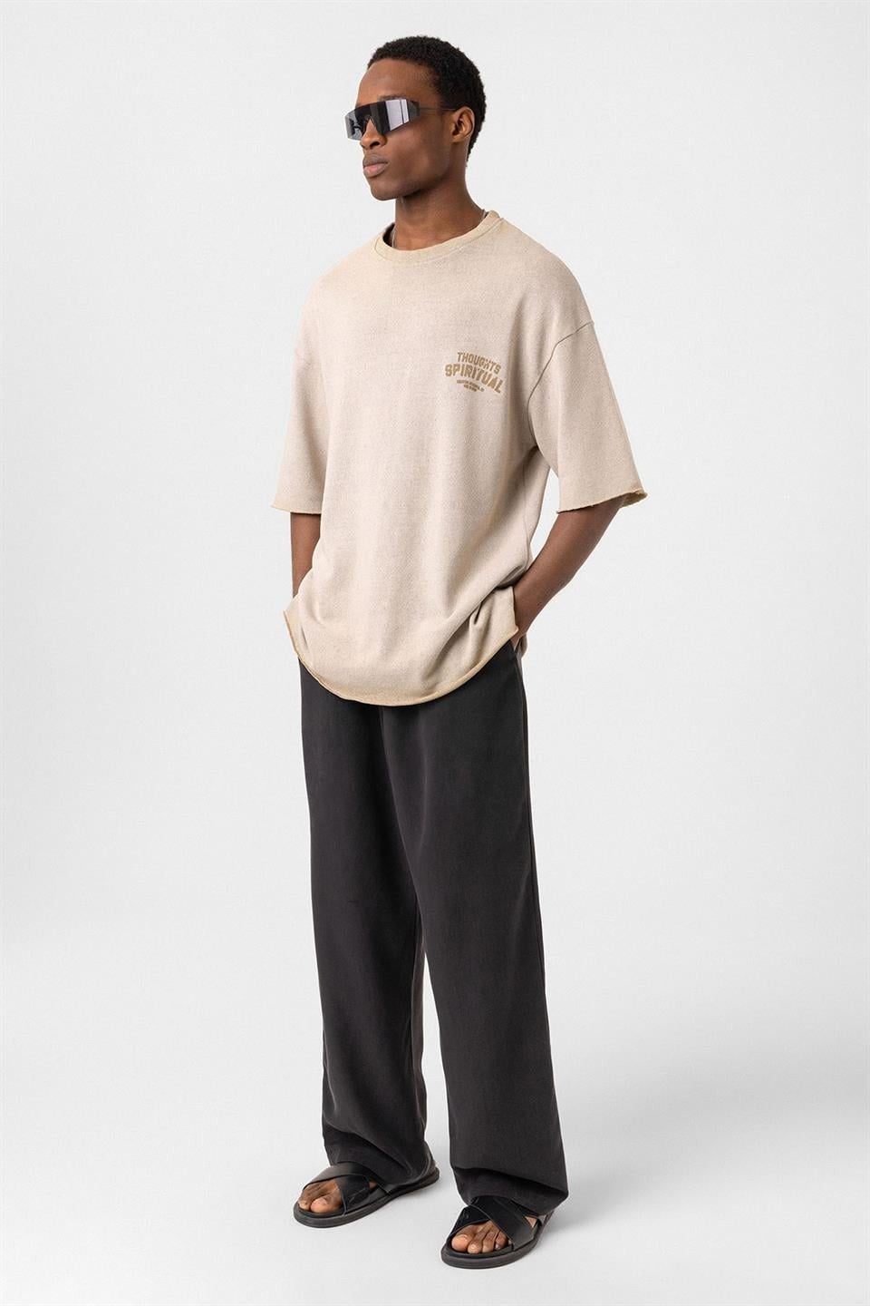 Oversized Washed Printed Knit T-Shirt