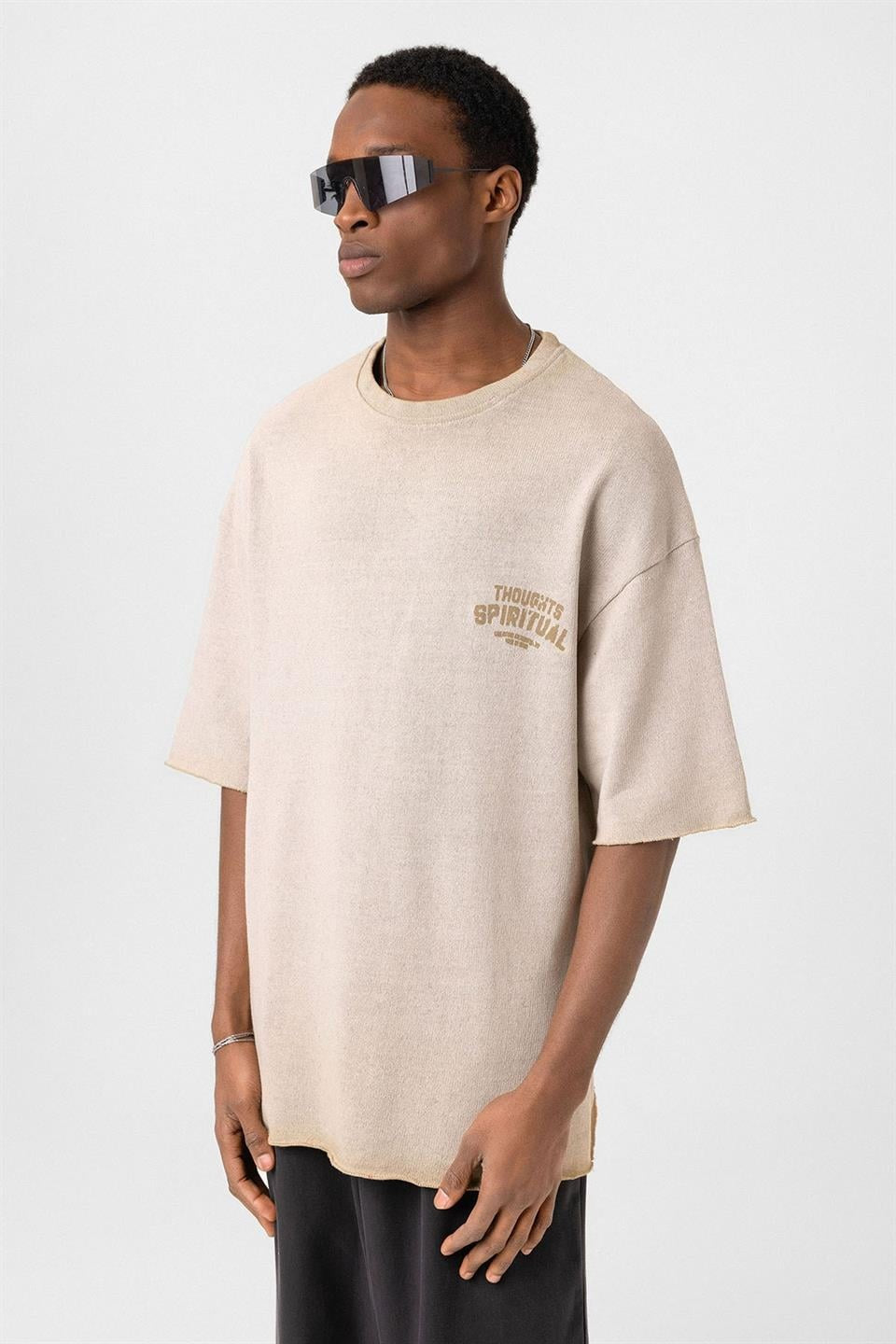 Oversized Washed Printed Knit T-Shirt