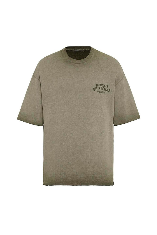 Oversized Washed Printed Knit T-Shirt