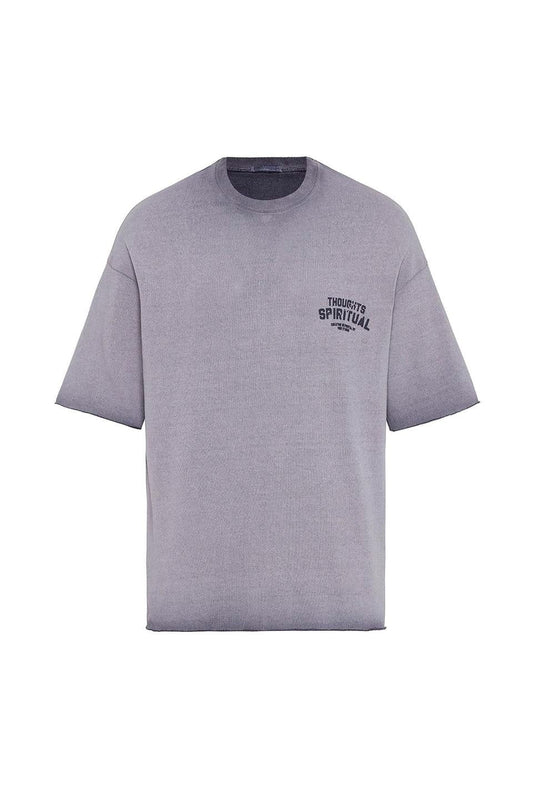 Oversized Washed Printed Knit T-Shirt