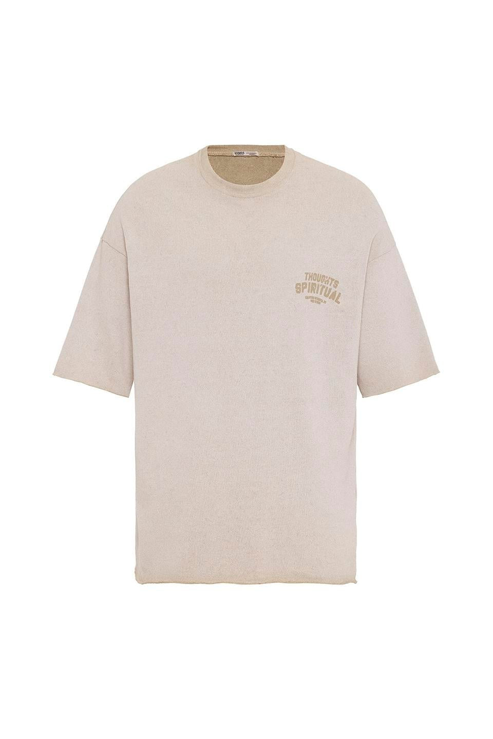 Oversized Washed Printed Knit T-Shirt