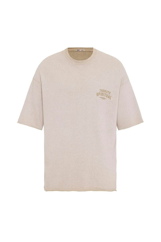 Oversized Washed Printed Knit T-Shirt