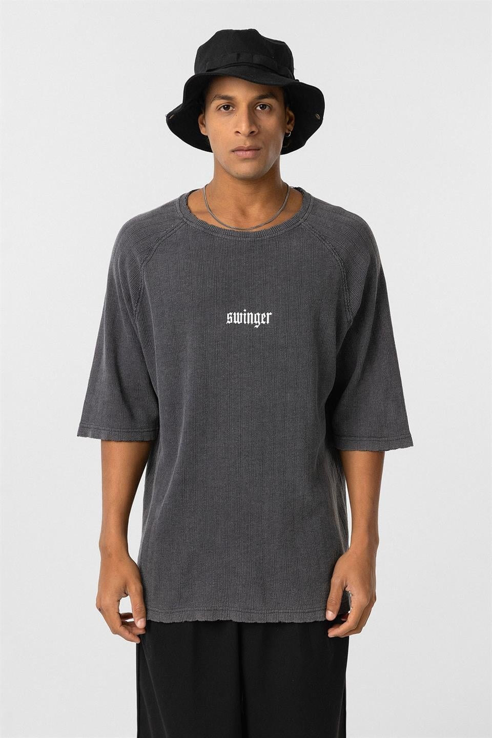 Oversized Printed Knit T-Shirt (Machine Washable)