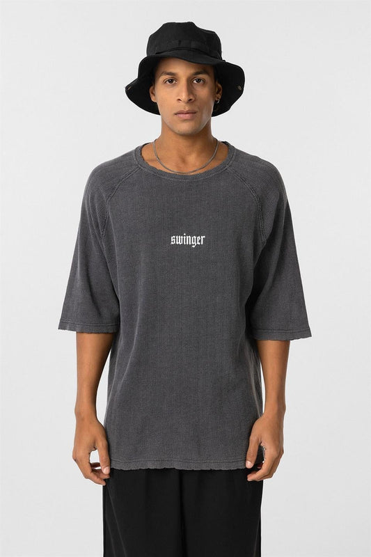 Oversized Printed Knit T-Shirt (Machine Washable)