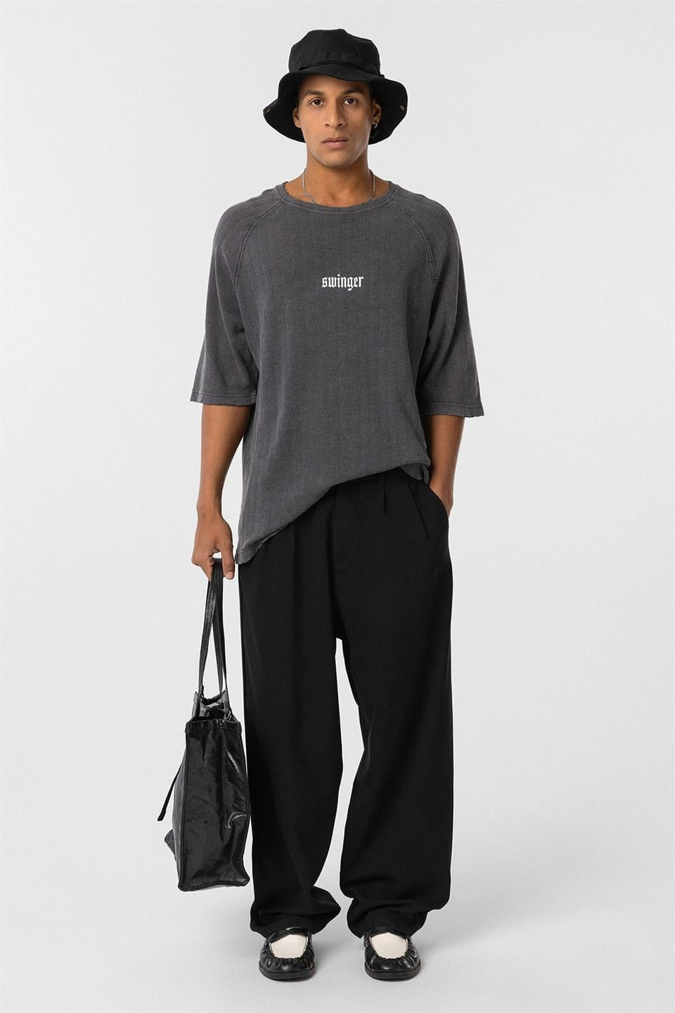 Oversized Printed Knit T-Shirt (Machine Washable)