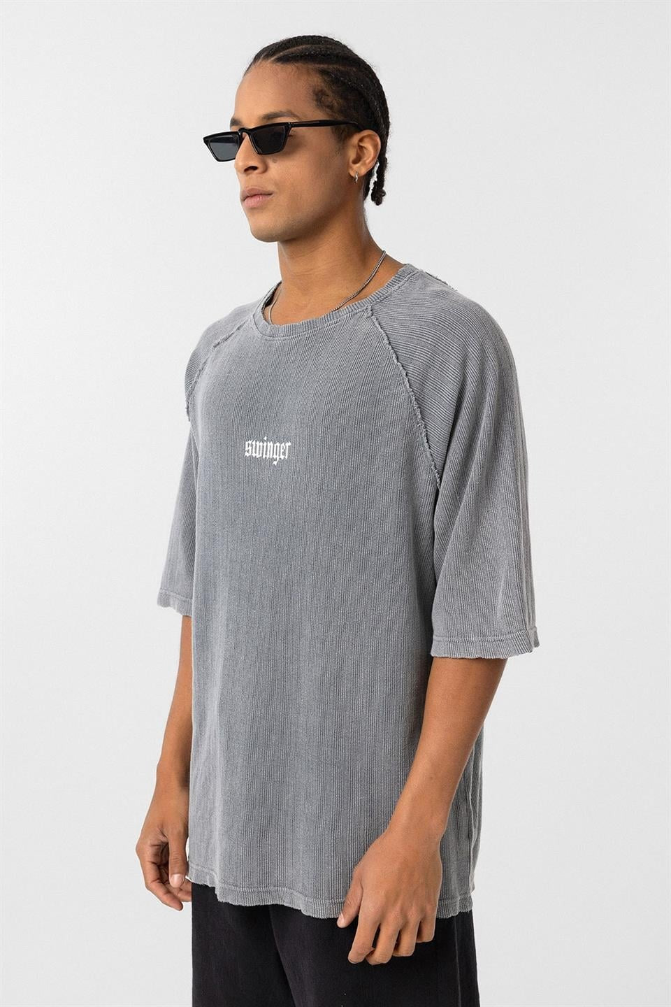 Oversized Printed Knit T-Shirt (Machine Washable)