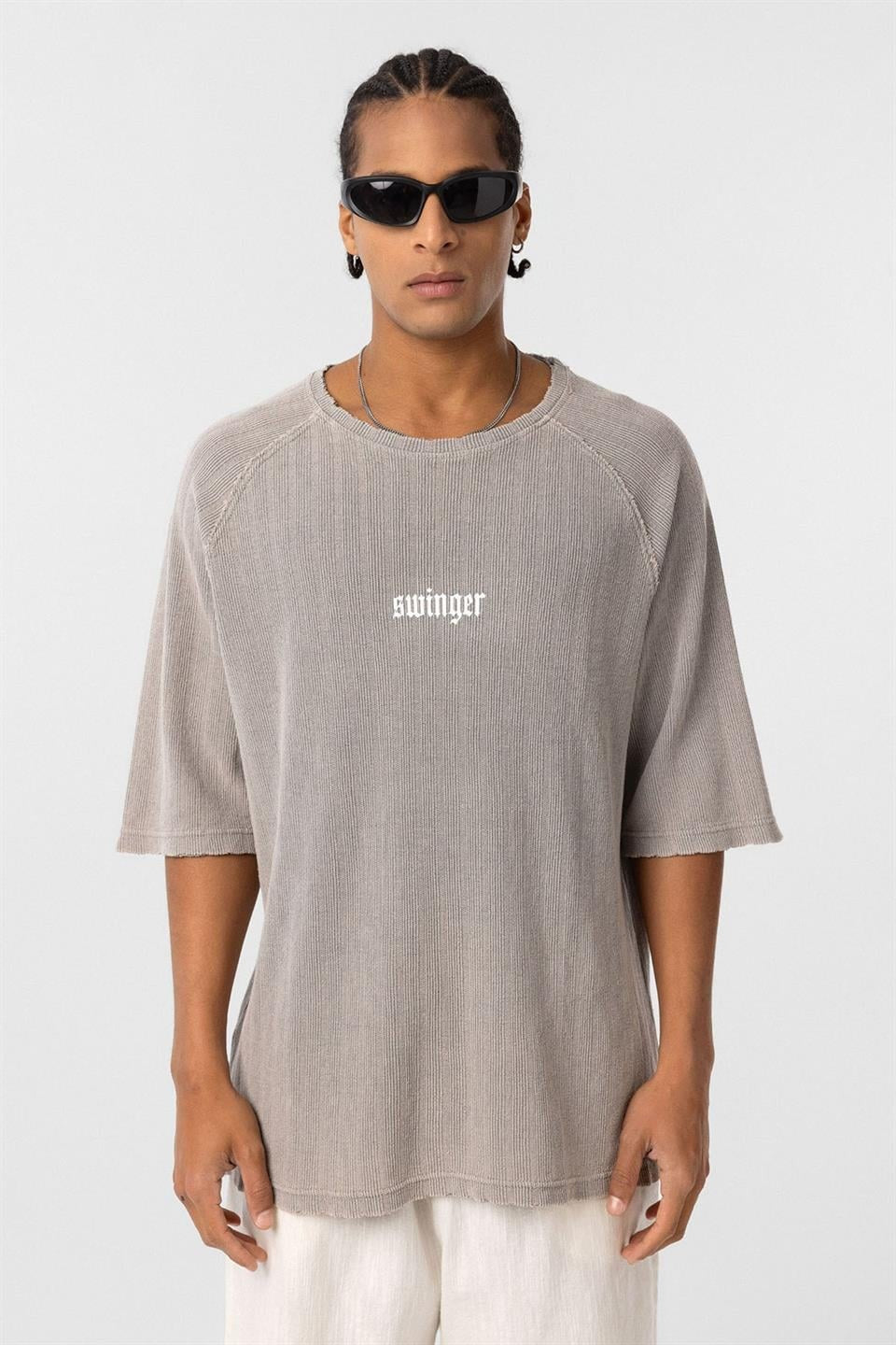 Oversized Printed Knit T-Shirt (Machine Washable)