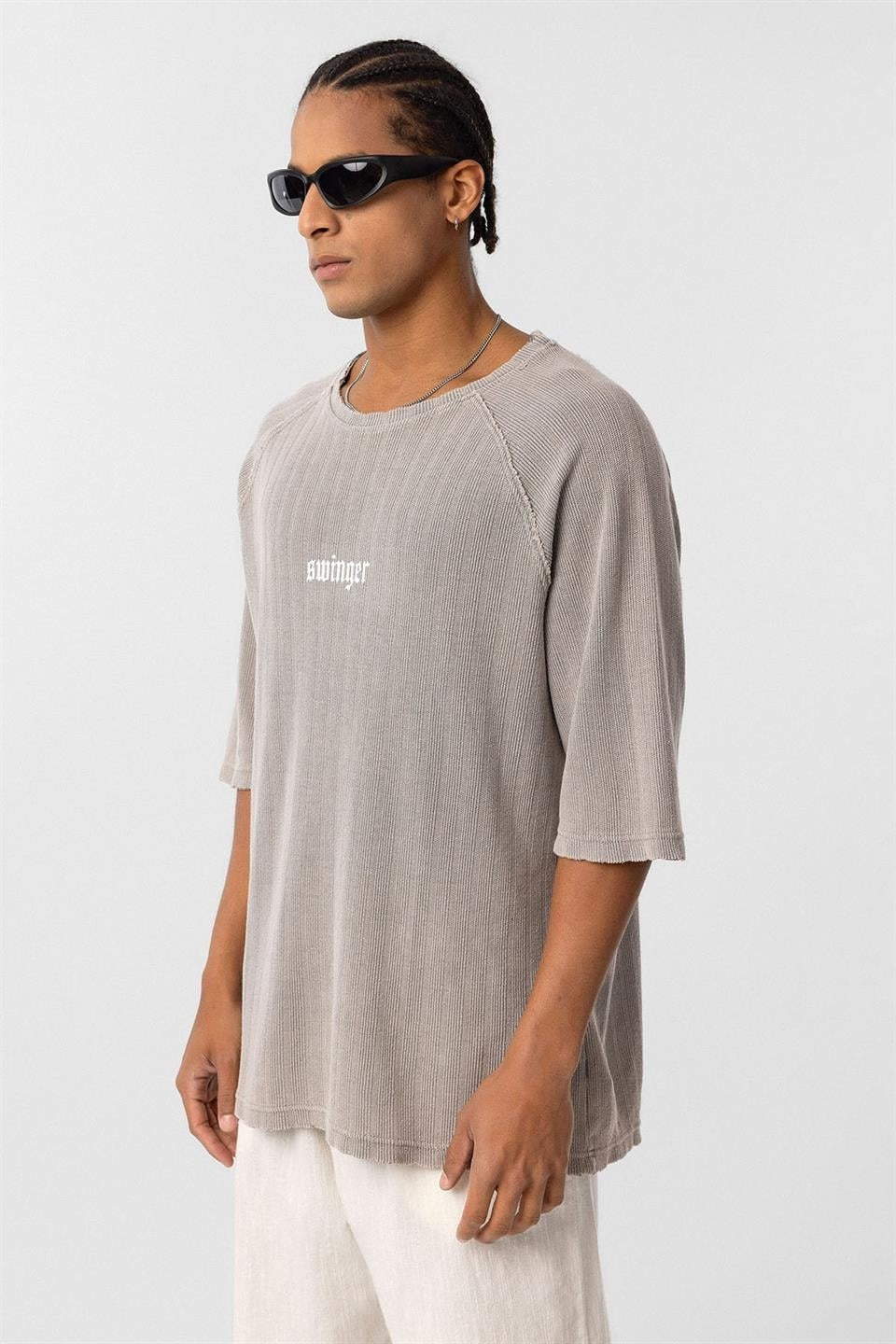 Oversized Printed Knit T-Shirt (Machine Washable)