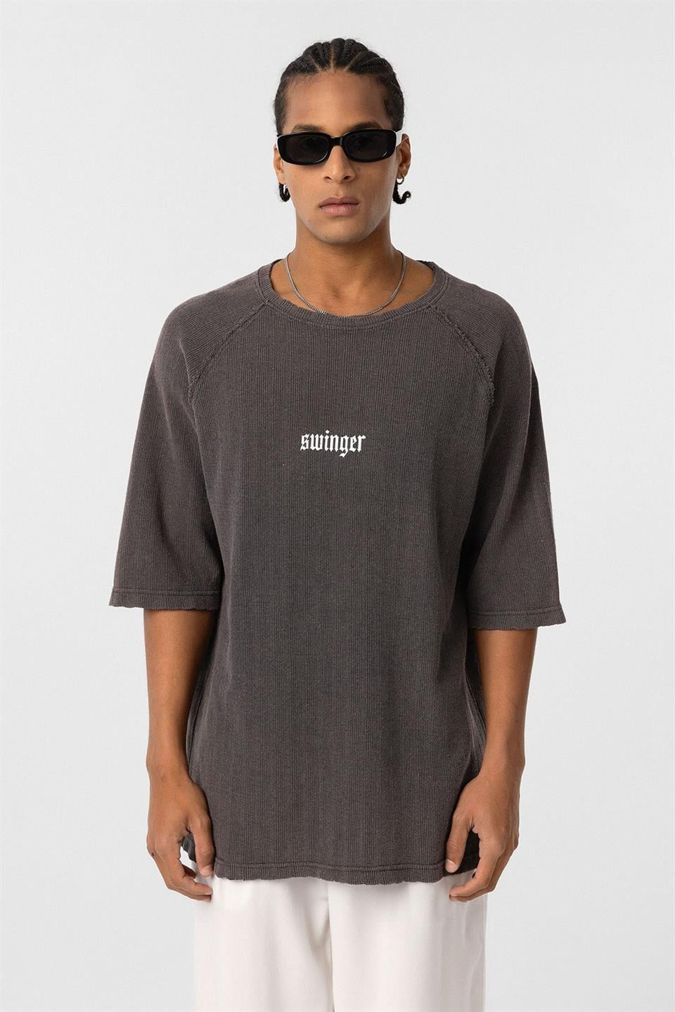 Oversized Printed Knit T-Shirt (Machine Washable)