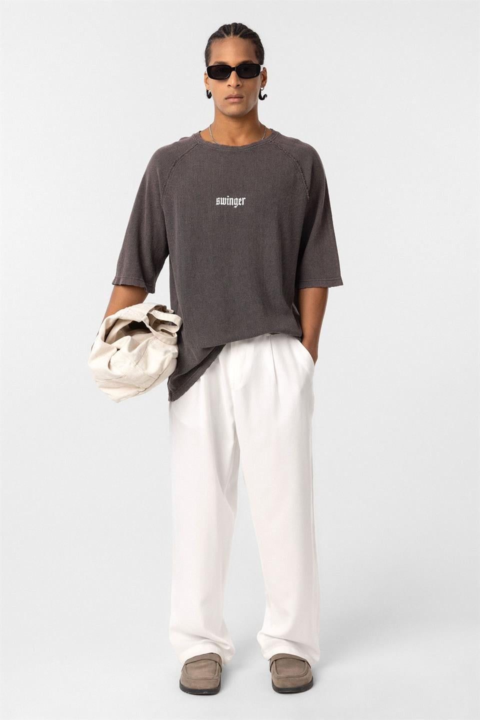Oversized Printed Knit T-Shirt (Machine Washable)