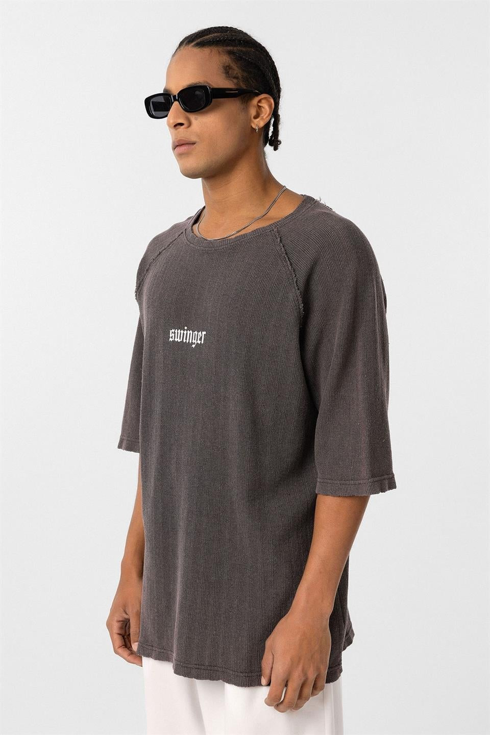 Oversized Printed Knit T-Shirt (Machine Washable)