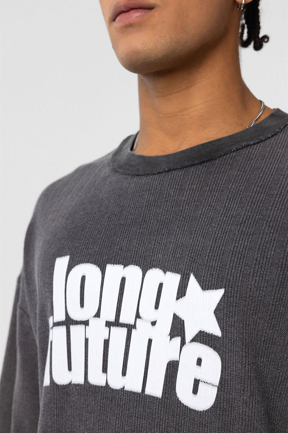 Oversized Knit T-Shirt (Machine Washable), Black