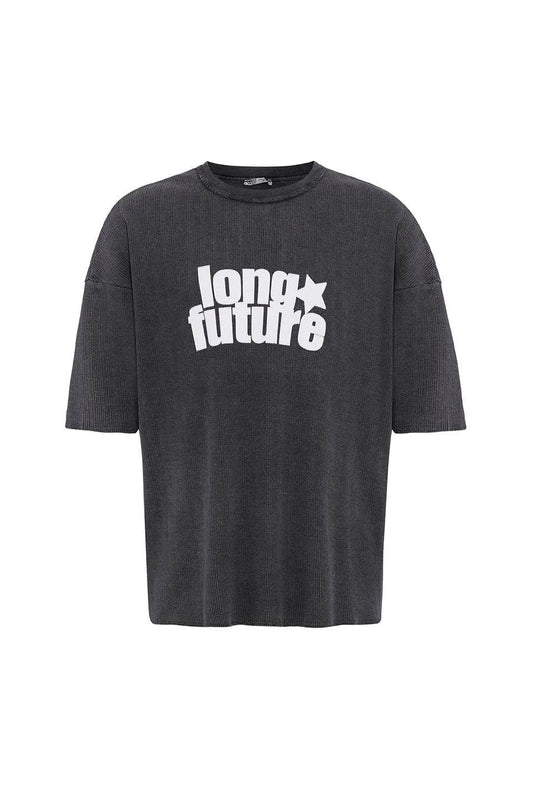 Oversized Knit T-Shirt (Machine Washable), Black