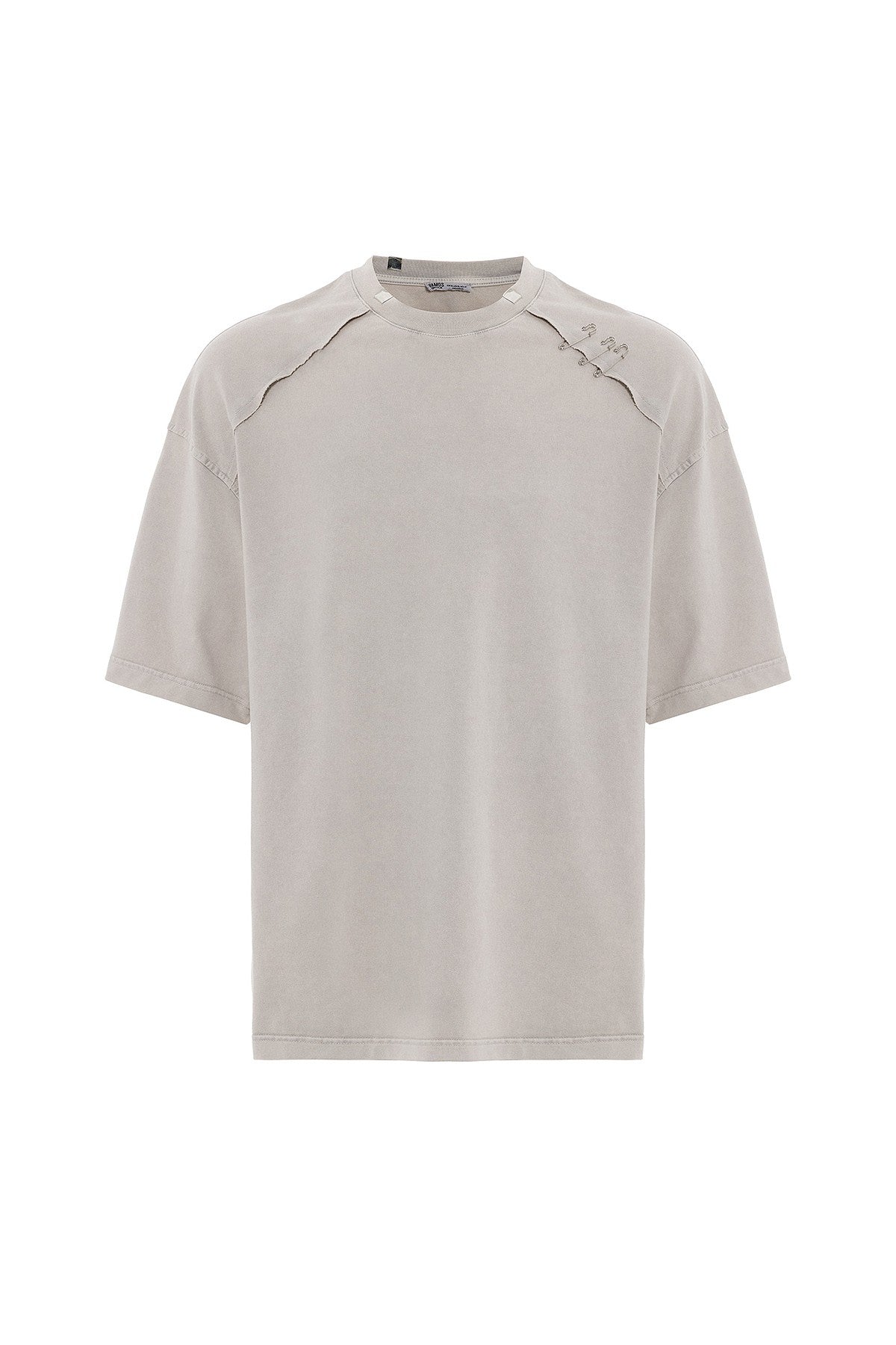 Oversized T-Shirt with Washed Collar Detail