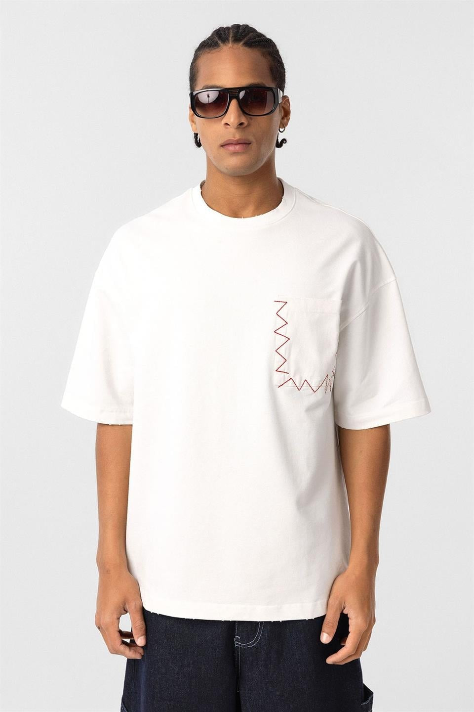 Oversized T-Shirt with Washed Pocket Detail
