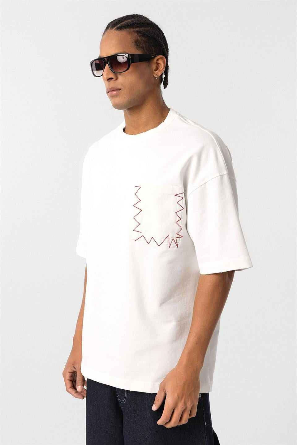 Oversized T-Shirt with Washed Pocket Detail