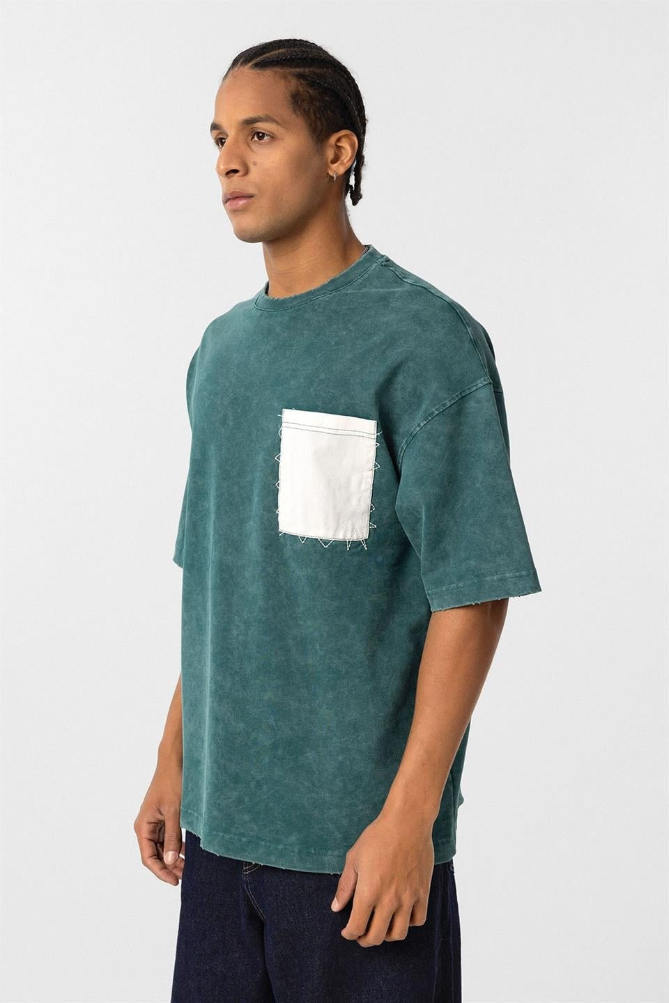 Oversized T-Shirt with Pocket Detail, Pre-Washed, V70-73