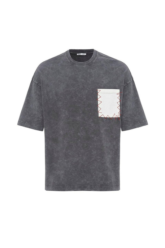 Oversized T-Shirt with Washed Pocket Detail