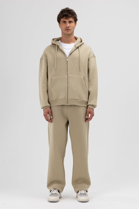 Basic Oversized Hooded Sweatshirt with Zipper