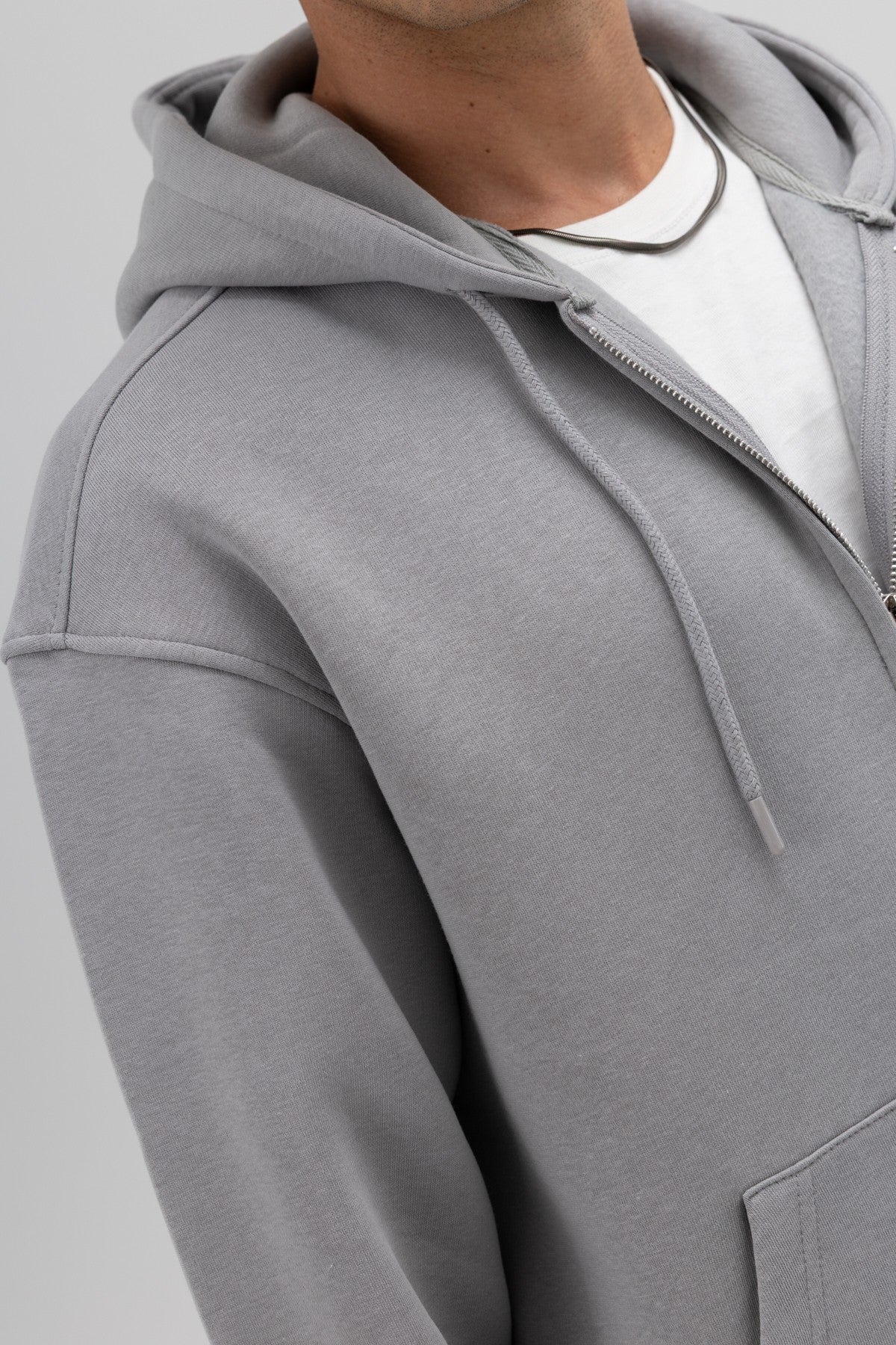 Basic Oversized Hooded Sweatshirt with Zipper